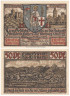  Бона. Германия. Айзенах (Эйзенах) 50 пфеннигов 1921 год. Панорамный вид города Айзенах, без литеры. (XF) 