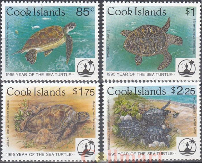  Набор марок. Кука, острова. Международный год морской черепахи. 4 марки. 