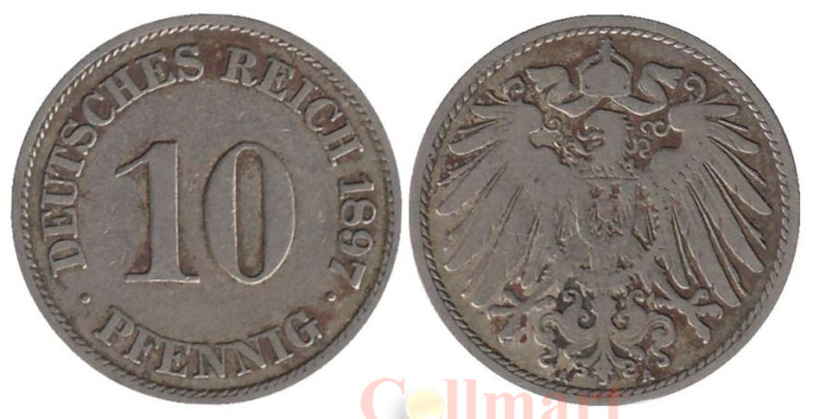  Германская империя. 10 пфеннигов 1897 год. (A) 
