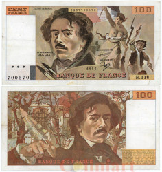 Бона. Франция 100 франков 1987 год. Эжен Делакруа. (VF)