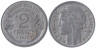  Франция. 2 франка 1947 год. Тип Морлон. Марианна. (без отметки монетного двора) 