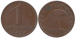 Австрия. 1 грош 1938 год.