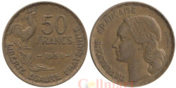 Франция. 50 франков 1951 год. Тип Жиро. Галльский петух.