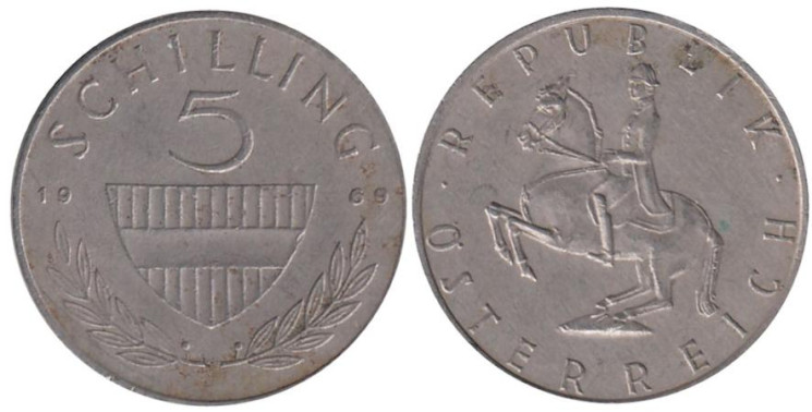  Австрия. 5 шиллингов 1969 год. 