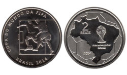 Бразилия. 2 реала 2014 год. Чемпионат мира по футболу 2014 - Два игрока.