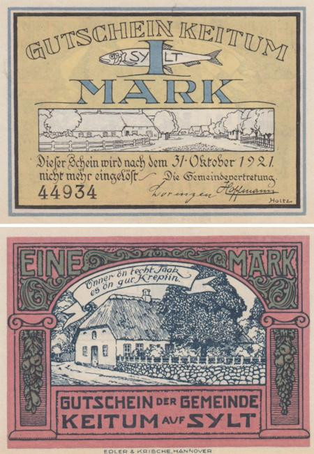 Бона. Германия. Кайтум 1 марка 1921 год. Нотгельд. (XF) 