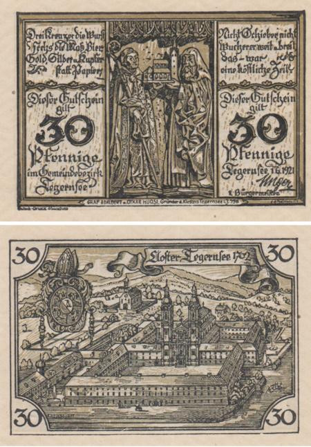  Бона. Германия. Тегернзе 30 пфеннигов 1921 год. Нотгельд. (XF) 