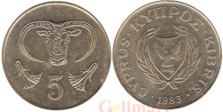 Кипр. 5 центов 1983 год. Бык.