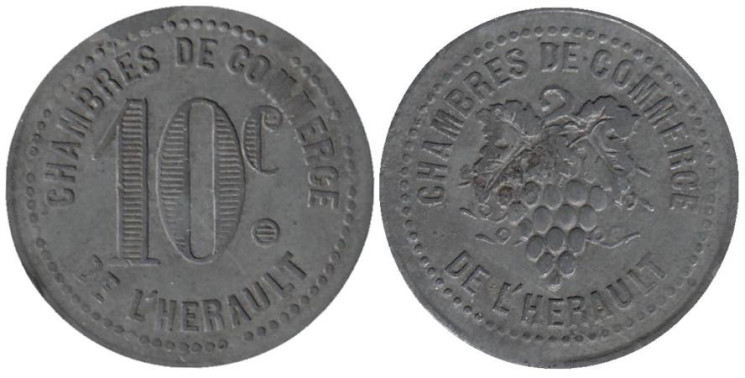  Франция. Торговая палата Леро. 10 сантимов 1917 год. Виноградная гроздь. (токен) 