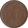  Веймарская республика. 2 рентенпфеннига 1924 год. (J) 