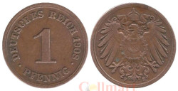 Германская империя. 1 пфенниг 1908 год. (F)