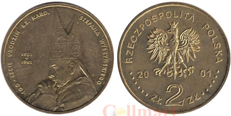  Польша. 2 злотых 2001 год. 100 лет со дня рождения Стефана Вышинского. 