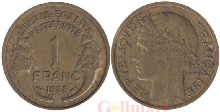  Франция. 1 франк 1938 год. 