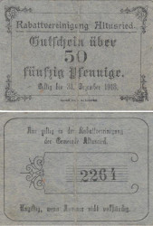 Бона. Германия. Альтусрид 50 пфеннигов 1918 год. Нотгельд. (F)