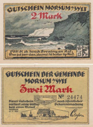 Бона. Германия. Морсум (Зильт) 2 марки 1921 год. Нотгельд. (XF)
