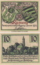 Бона. Германия. Каменц 10 пфеннигов 1921 год. Нотгельд. (XF)