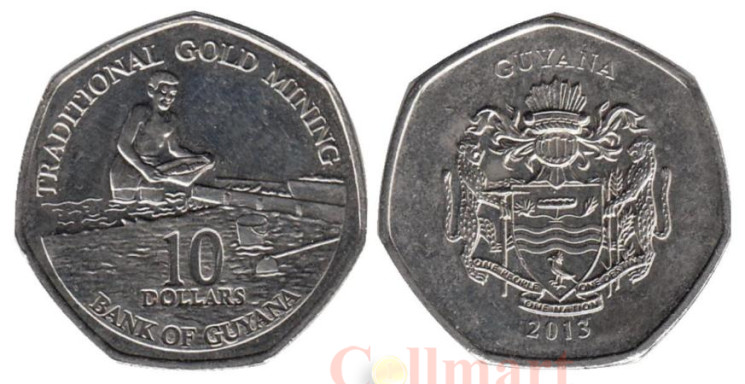  Гайана. 10 долларов 2013 год. Добыча золота. 