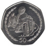  Остров Мэн. 50 пенсов 1997 год. Мотогонки "Tourist Trophy". (маленькая монета) 