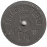  Германия. Апольда. 5 пфеннигов 1918 год. Нотгельд. 