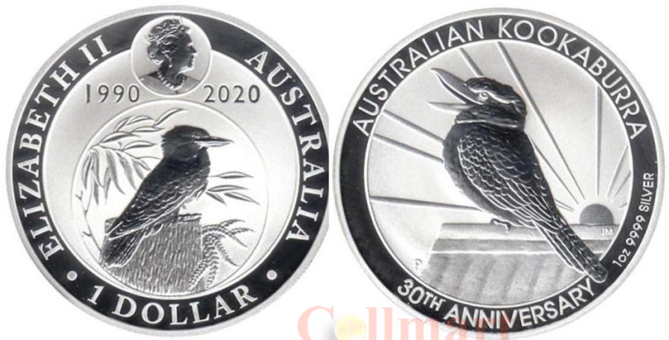 Австралия. 1 доллар 2020 год. 30 лет монетам "Австралийская Кукабурра". 