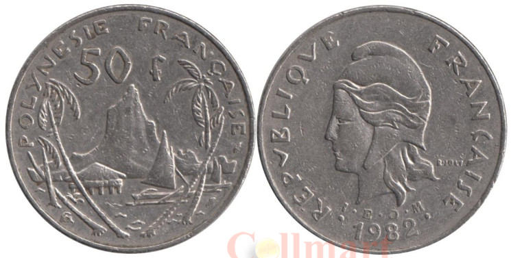  Французская Полинезия. 50 франков 1982 год. Остров Муреа. 