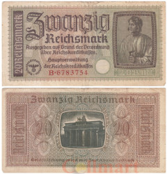 Бона. Германия (Немецкие оккупационные территории) 20 рейхсмарок 1940-1945 год. Портрет Архитектора (Альбрехт Дюрер). (F)