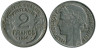 Франция. 2 франка 1950 год. Тип Морлон. Марианна. (без отметки монетного двора) 