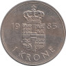  Дания. 1 крона 1985 год. Королева Маргрете II. 