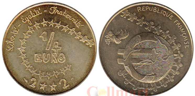 Франция. 1/4 евро 2002 год. Детский дизайн. 