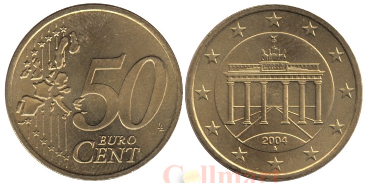  Германия. 50 евроцентов 2004 год. Бранденбургские ворота. (A) 