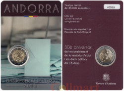Андорра. 2 евро 2015 год. 30 лет реформе избирательного права.