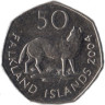  Фолклендские острова. 50 пенсов 2004 год. Фолклендская лисица. 