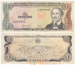 Бона. Доминиканская Республика 1 песо оро 1988 год. Хуан Пабло Дуарте. (VF)