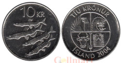 Исландия. 10 крон 2004 год. Мойва.