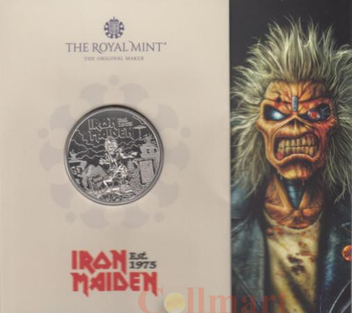  Великобритания. 5 фунтов 2025 год. Легенды музыки - 50 лет группе "Iron Maiden". (в буклете) 
