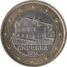  Андорра. 1 евро 2014 год. Здание парламента Каса-де-ла-Валь. 