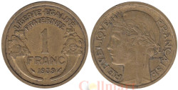 Франция. 1 франк 1939 год. Тип Морлон. Марианна.