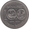  Канада. 1 доллар 1974 год. 100 лет городу Виннипег. 