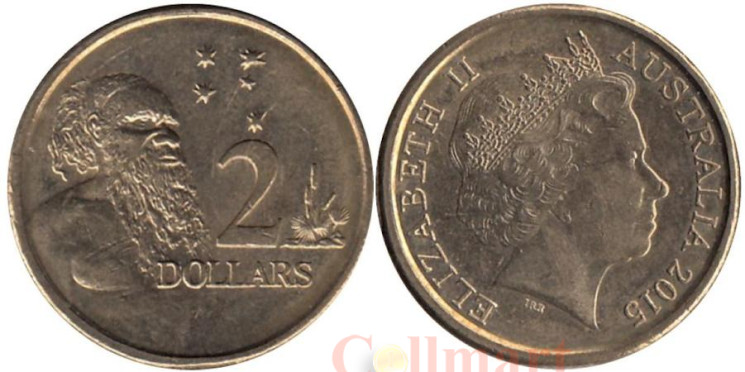  Австралия. 2 доллара 2015 год. Абориген. 