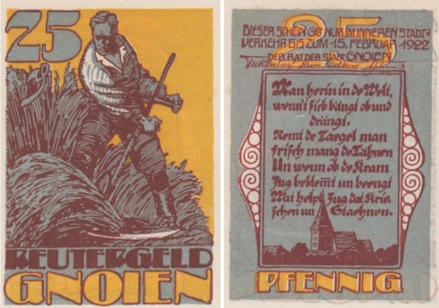  Бона. Германия. Гнойен 25 пфеннигов 1922 год. Нотгельд. (XF) 