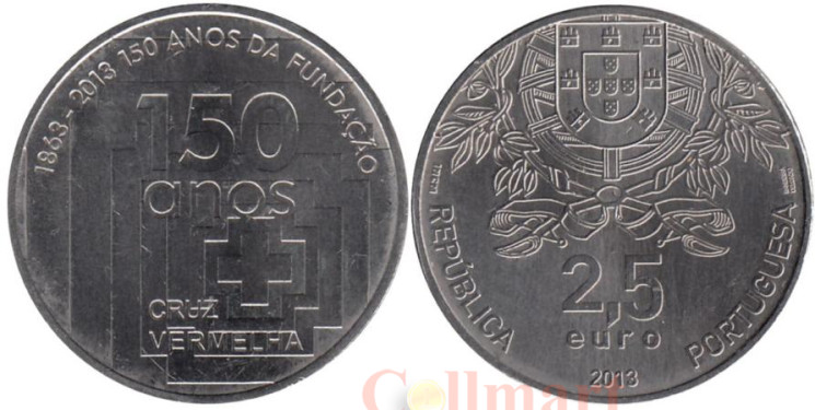  Португалия. 2,5 евро 2013 год. 150 лет Португальскому Красному Кресту. 