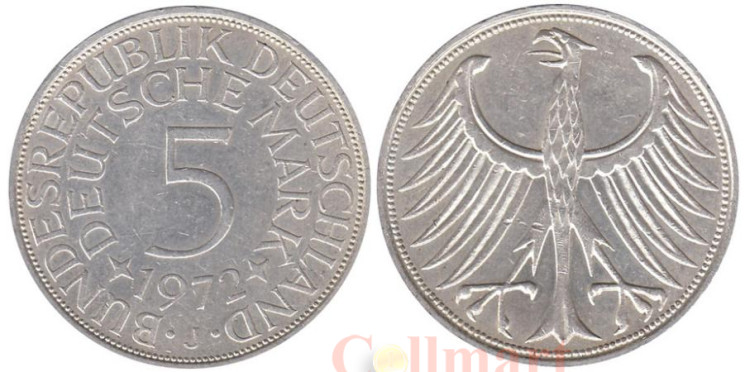  ФРГ. 5 марок 1972 год. (J) 
