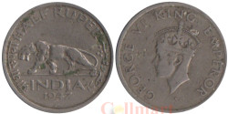Индия (Британская). 1/2 рупии 1947 год. Тигр. (• - Бомбей) 