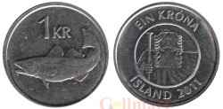 Исландия. 1 крона 2011 год. Треска.