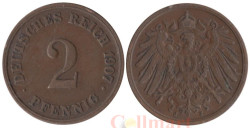 Германская империя. 2 пфеннига 1907 год. (J)