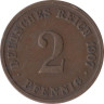  Германская империя. 2 пфеннига 1907 год. (J) 