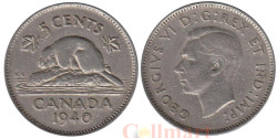 Канада. 5 центов 1940 год. Бобр.