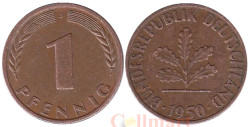Германия (ФРГ). 1 пфенниг 1950 год. Листья дуба. (J)