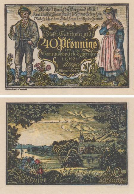  Бона. Германия. Тегернзе 40 пфеннигов 1921 год. Нотгельд. (XF) 