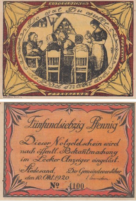  Бона. Германия. Штедезанд 75 пфеннигов 1920 год. Нотгельд. (XF) 